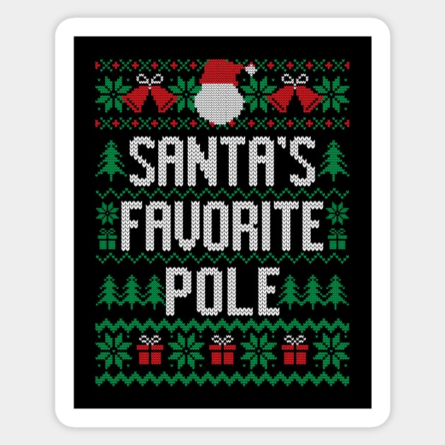 Santa's Favorite Pole Sticker by Saulene